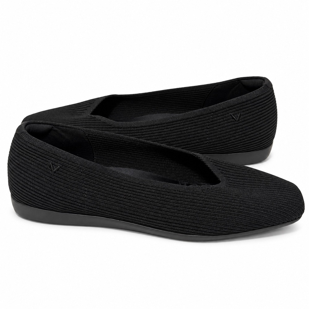 Vivaia Margot 2.0 Black Ribbed Knit Square Toe Ballet Flats Size EU 43 US 12